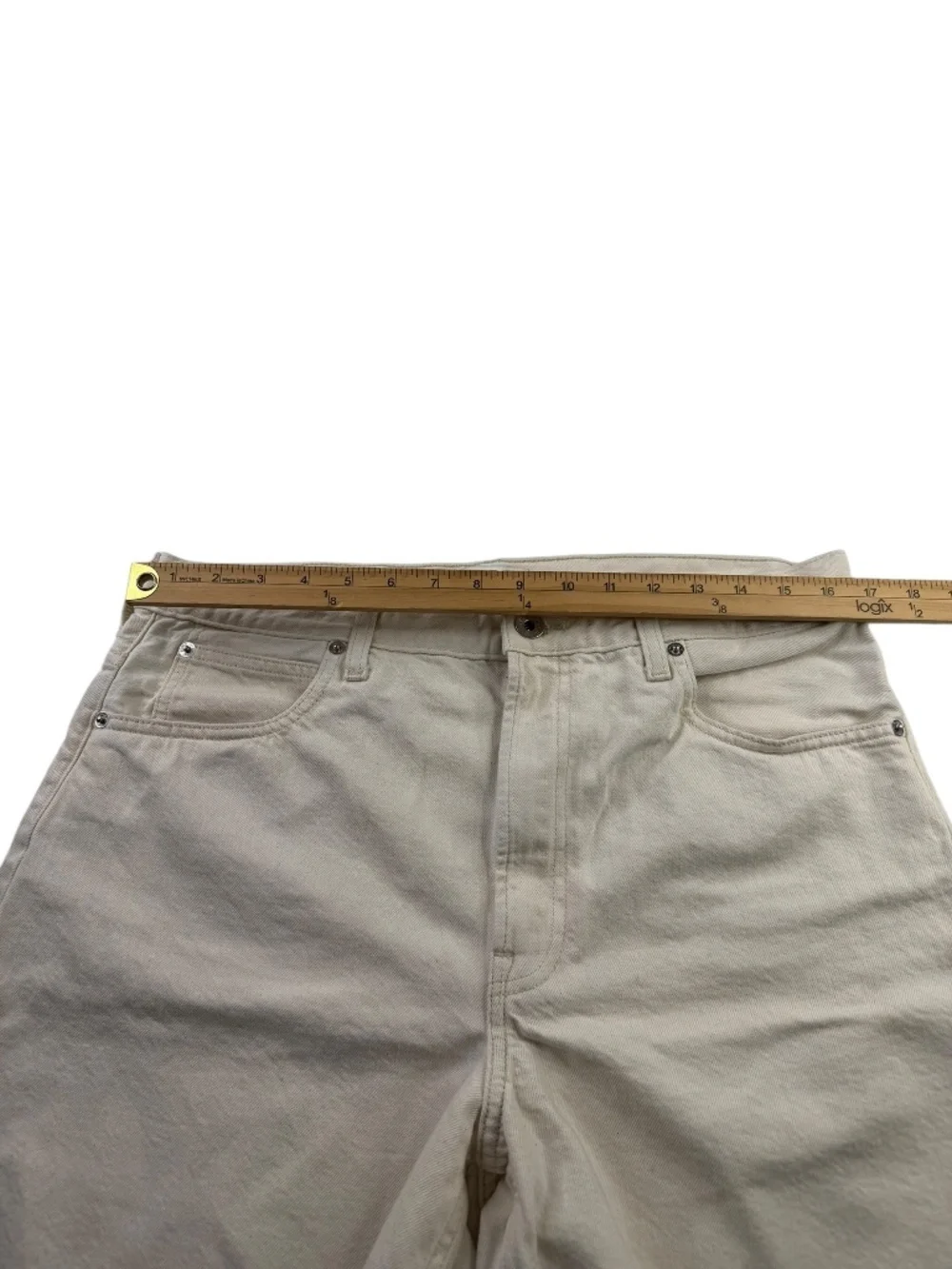 Everlane The OG Baggy Jean Shorts Frayed Hem Bone Sz 31R